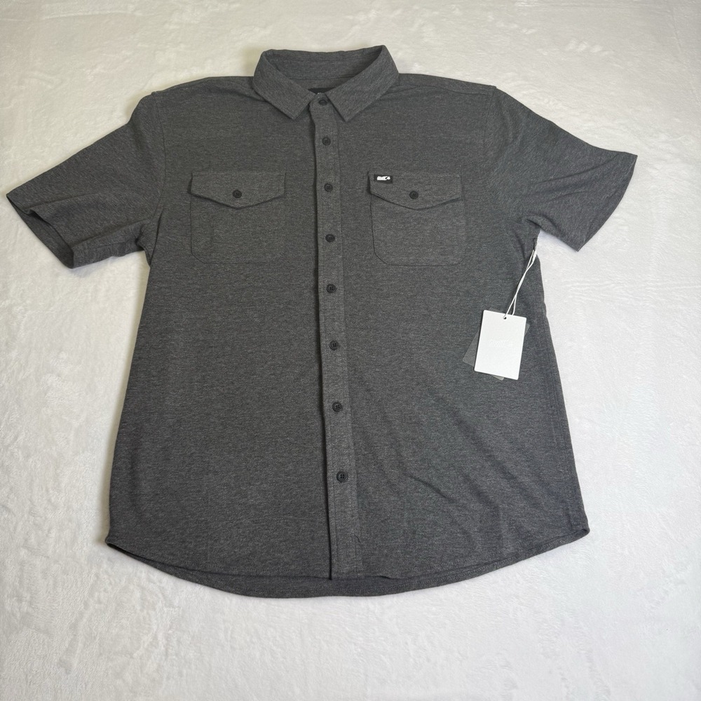 Ghost Brand Core Short Sleeve Button-Down And Heather Gray Size Large